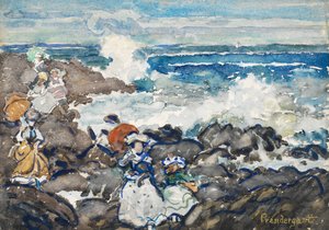 Rochers et Vagues et Figures - Maurice Brazil Prendergast